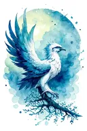 phoenix rising from tree of life intertwined tattoo design idea