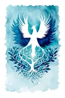 phoenix rising from tree of life intertwined tattoo design idea