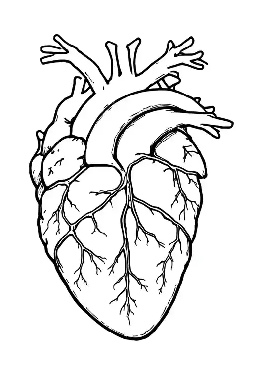 Anatomicaly correct canine heart. including the pulmonary vein and artery, aswell as the vena cava. tattoo design idea