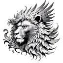 phoenix and lion head emerging tattoo design idea