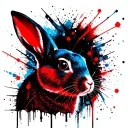 blue red and black rabbit with hexagon motif tattoo design idea