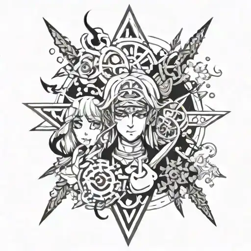 Aesthetic symbols arranged tattoo design idea