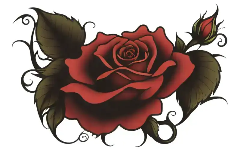 red rose with kimberly tattoo design idea