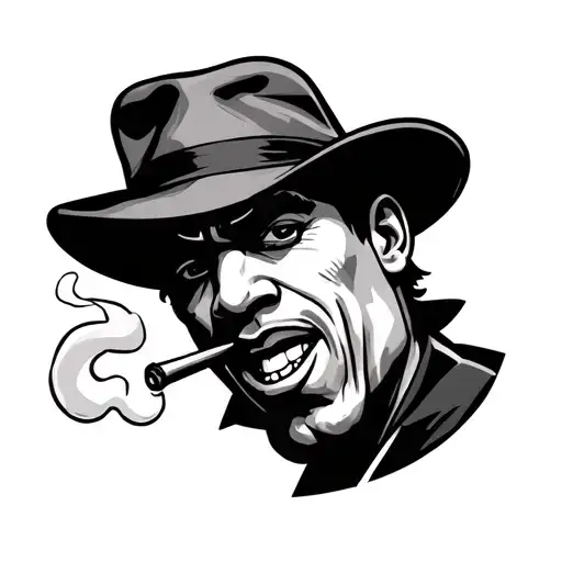 gangster cartoon character smoking tattoo design idea