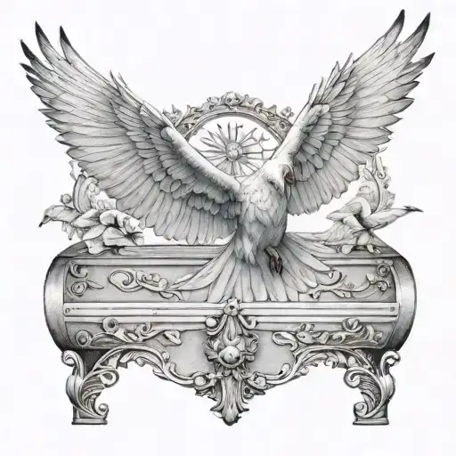 heavens gates chest doves flying bird tattoo design idea