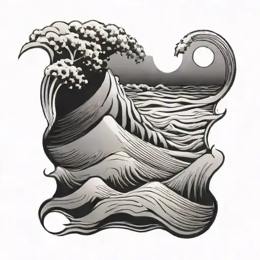 sand dunes into ocean waves tattoo design idea