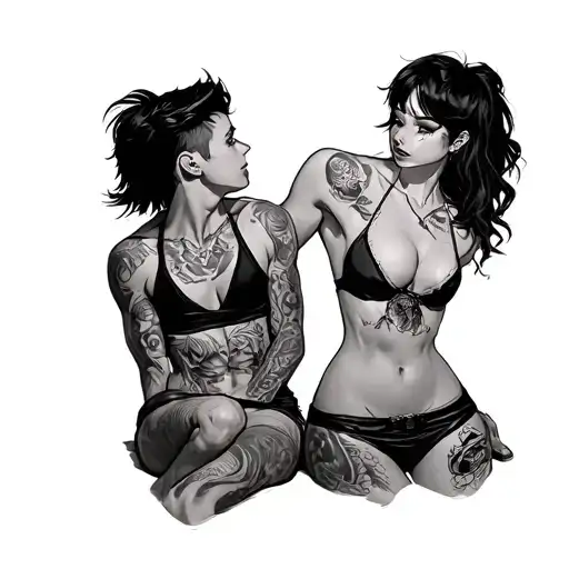 sluty boy with sexy girl tattoo design idea