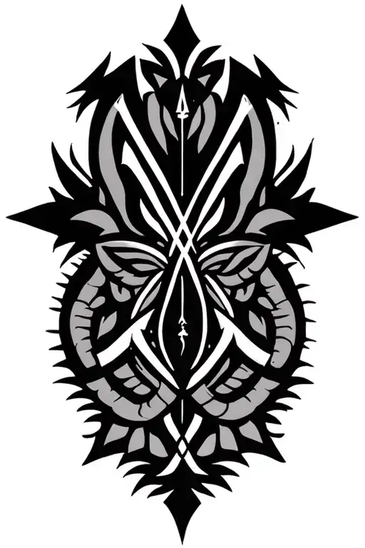 "Symmetrical " "Polynesian style. Symmetrical " bow and arrow shooting tattoo design idea