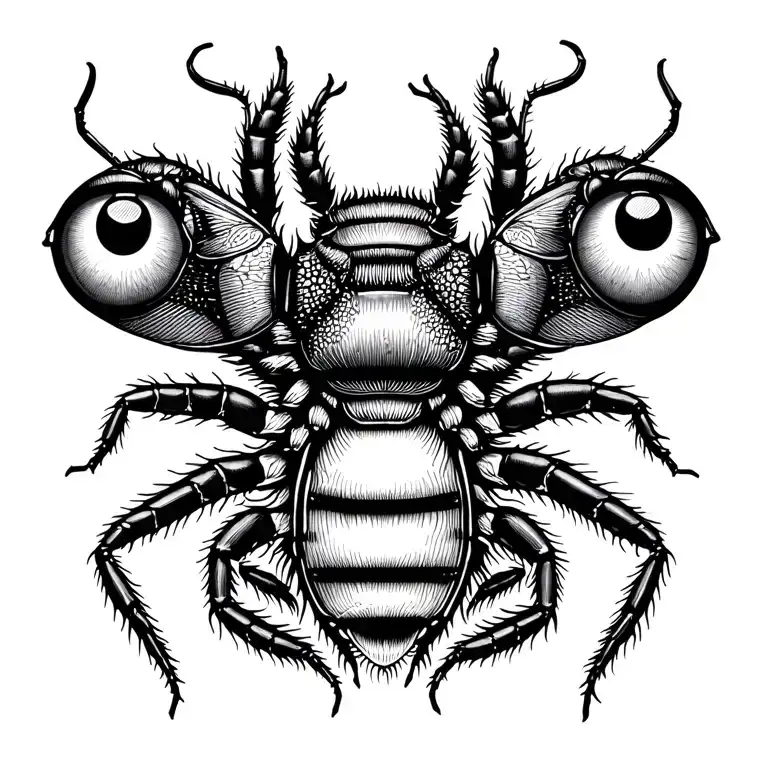 psychodelic insect tattoo with multiple insects, centipedes, and eyes  tattoo design idea