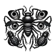 psychodelic insect tattoo with multiple insects, centipedes, and eyes  tattoo design idea