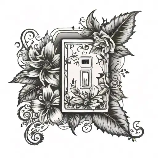 light switch with flowers and leafs around it  tattoo design idea