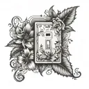 light switch with flowers and leafs around it  tattoo design idea