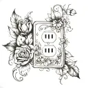 light switch with flowers and leafs around it  tattoo design idea