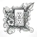 light switch with flowers and leafs around it  tattoo design idea