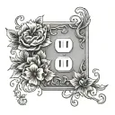 light switch with flowers and leafs around it  tattoo design idea