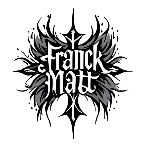 Create a cross with the first names Franck and Matt. Tribal lettering. tattoo design idea