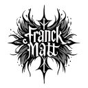 Create a cross with the first names Franck and Matt. Tribal lettering. tattoo design idea