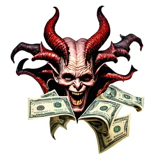 satan money greed sin tattoo design idea