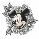 Mickey Mouse roses tattoo design idea