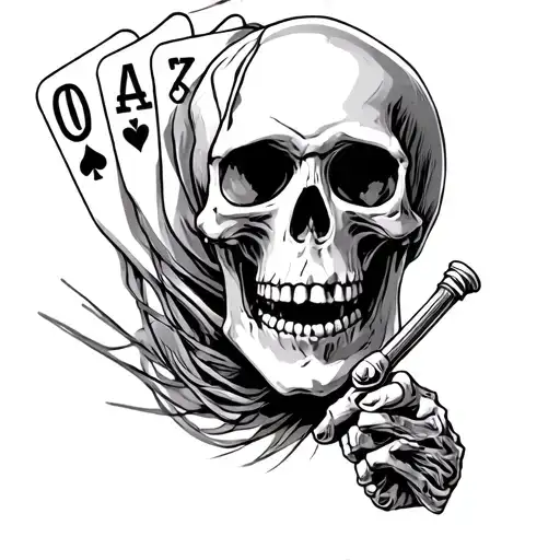 skeleton dealer has a winning hand and you were born to loose tattoo design idea