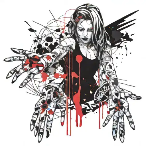 lady fortuna giving hand to God reaching tattoo design idea