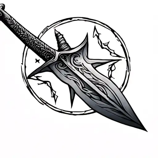 I want a tattoo which includesA big sword (mixture of raiper and long sword)which should pass through my star sign arie tattoo design idea