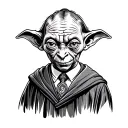 Dobby wearing a Hogwarts robe tattoo design idea