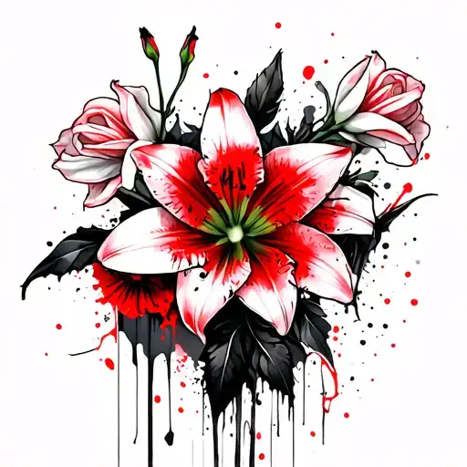 lillies daffodils and rosebuds tattoo design idea