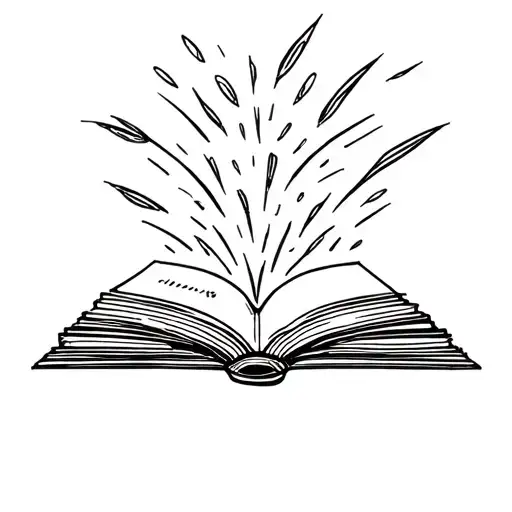 a book with open pages and a strips of energy coming out of it  tattoo design idea