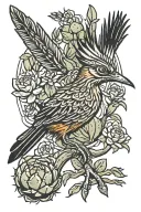 roadrunner with cactus tattoo design idea