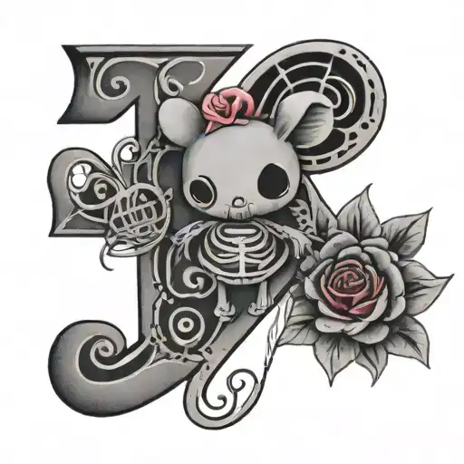 R and M letter with heart beat plus my melody Makes tattoo design idea
