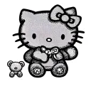 hello kitty holding a teddy bear standing tattoo design idea