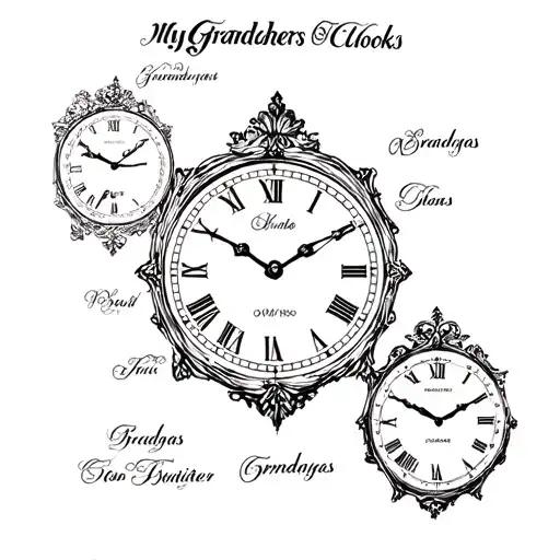 godfather clocks with my grandmas name on top and her death date and grandpas name and death date on bottom  tattoo design idea