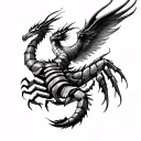 scorpio, dragon, phoenix tattoo design idea