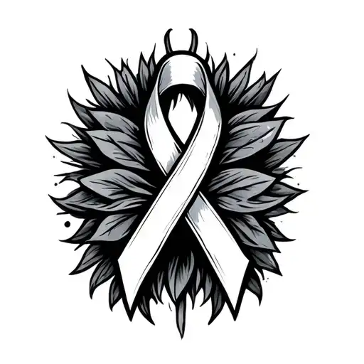 Lung Cancer Ribbon tattoo design idea