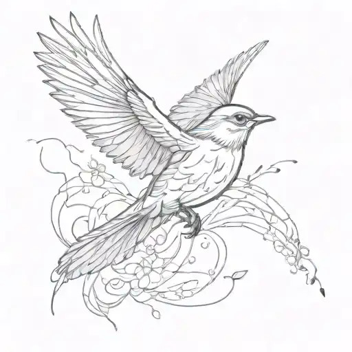 flying robin flying towards tattoo design idea