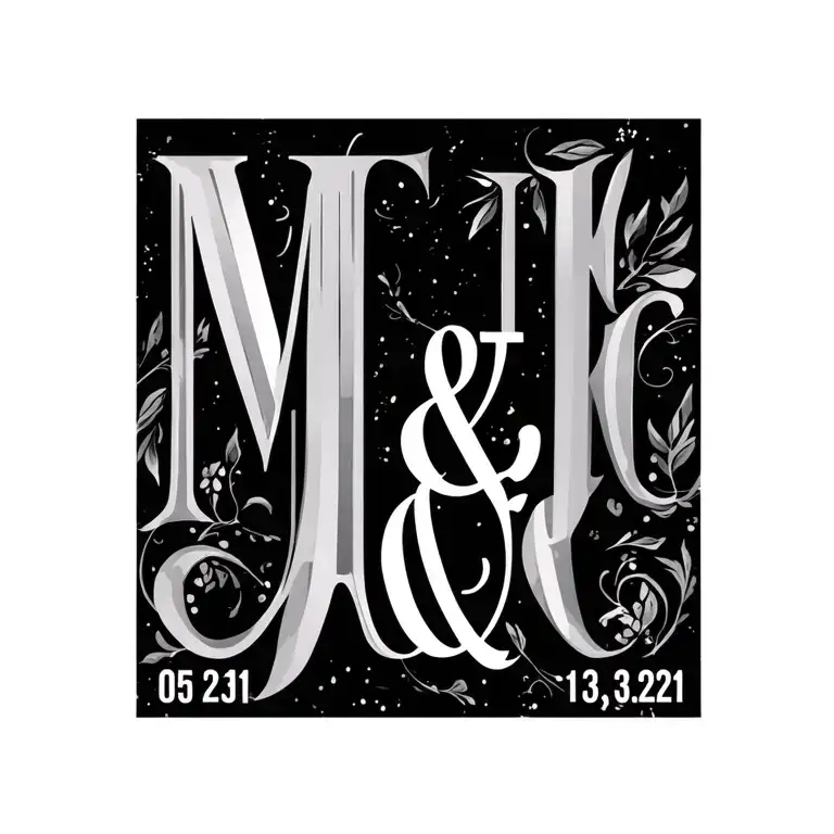 letters MJ&JC with the date 05 13 2021 In Roman Numerals or different font make it fancy and minimalistic tattoo design idea