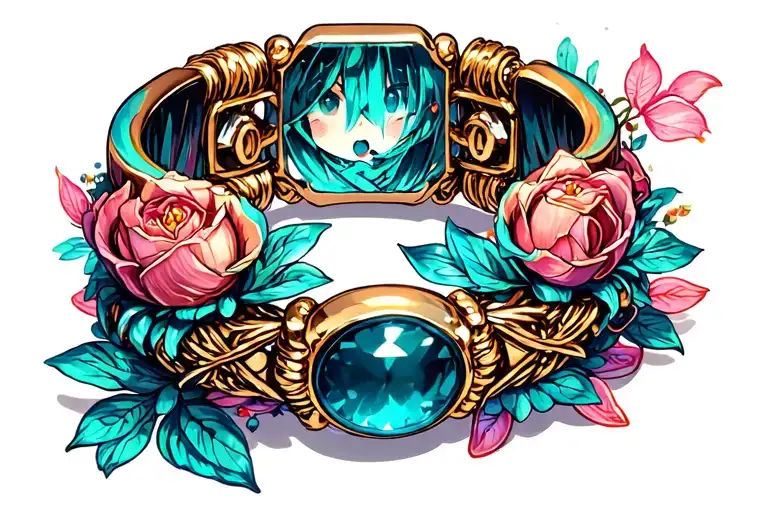 Bracelet containing lots of manga elements tattoo design idea