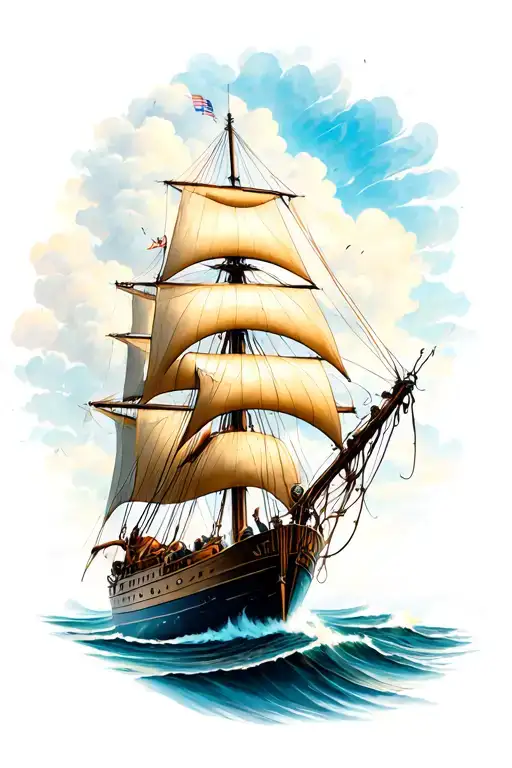 Sail boat sailing tattoo design idea