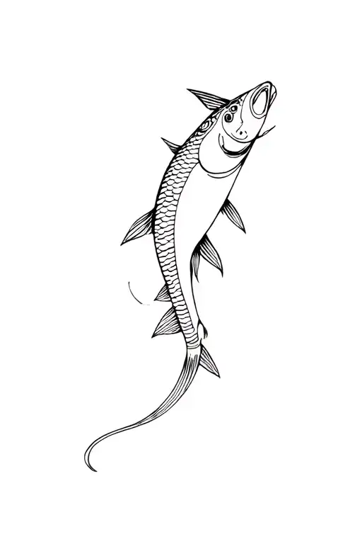 fisher man line tattoo design idea