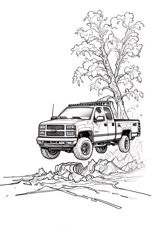 truck mudding tattoo design idea