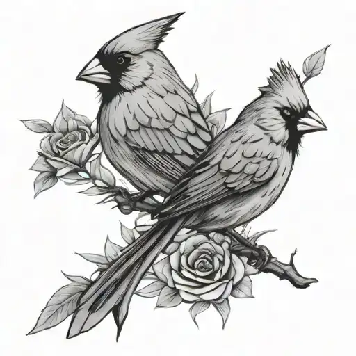 two cardinals tattoo design idea
