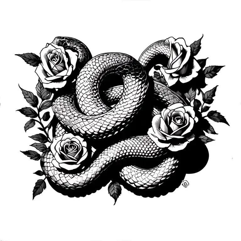 snakes wrapped around each side of the collarbone with roses and vines around tattoo design idea