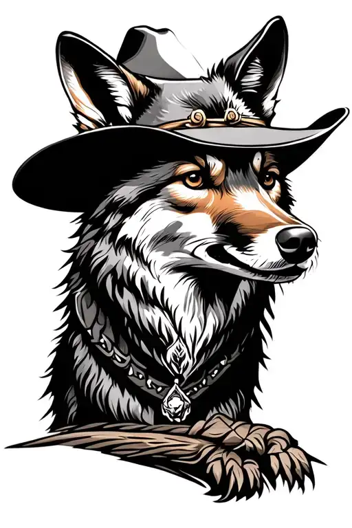cowboy coyote tattoo design idea