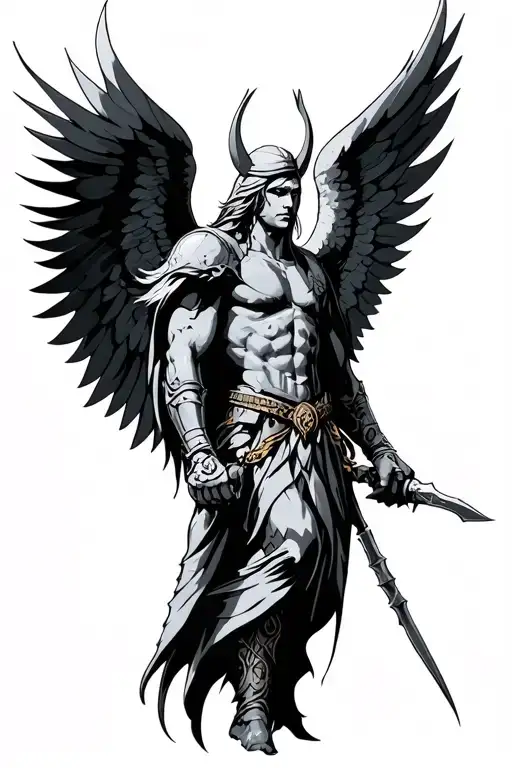 archangel warrior tattoo design idea