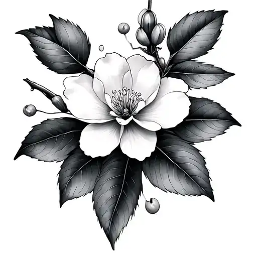 Cherry Blossom Fine Line tattoo design idea