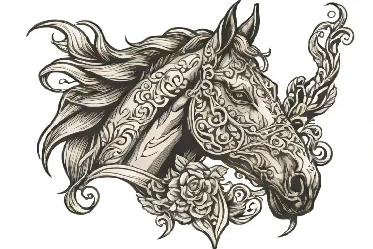 horse head tattoo design idea