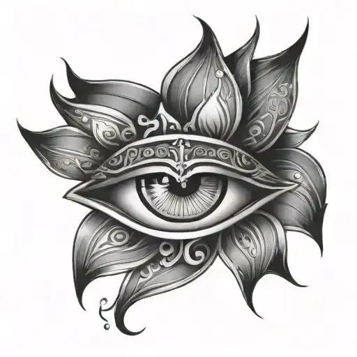 eye lotus armour masculine tattoo design idea