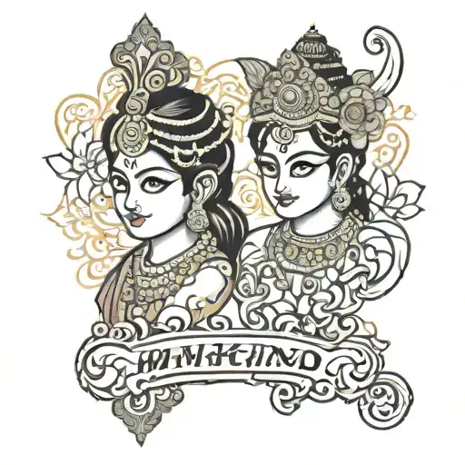 combine these two names mukund and krishna   tattoo design idea