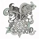 combine these two names mukund and krishna   tattoo design idea